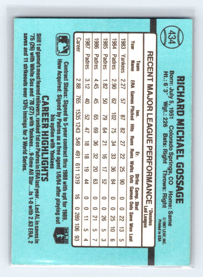 1988 Donruss #434a Rich Gossage