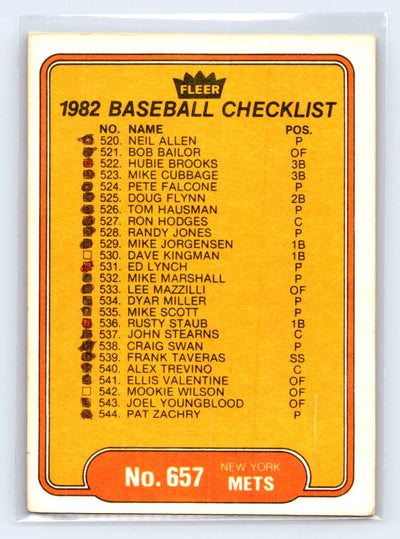 1982 Fleer #657 Checklist: Mariners / Mets