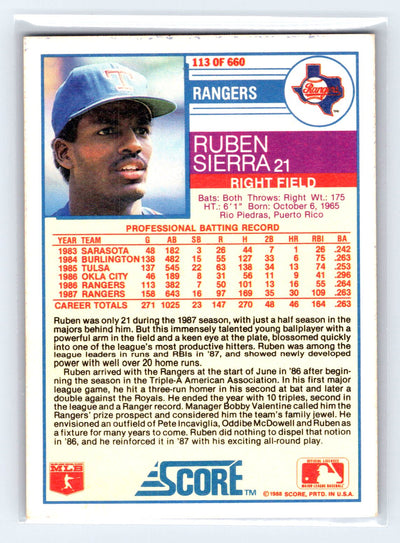 1988 Score #113 Ruben Sierra