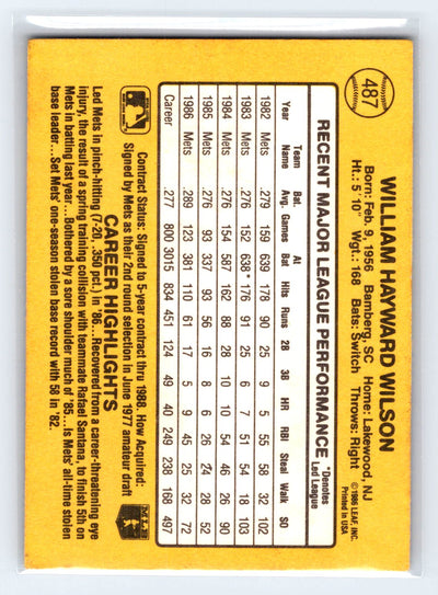 1987 Donruss #487 Mookie Wilson