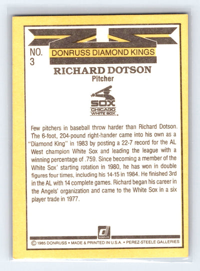 1985 Donruss #3 Rich Dotson