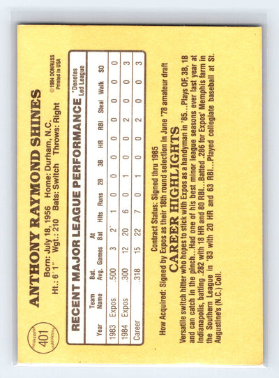 1985 Donruss #401 Razor Shines