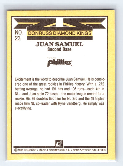 1985 Donruss #23 Juan Samuel