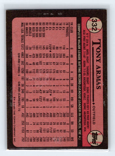 1989 Topps #332 Tony Armas