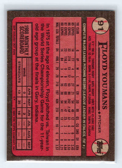 1989 Topps #91 Floyd Youmans