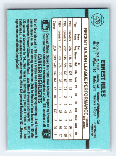 1988 Donruss #478 Ernest Riles