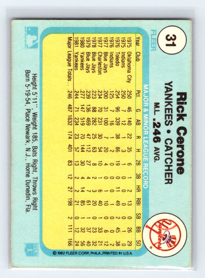 1982 Fleer #31 Rick Cerone