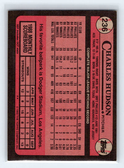 1989 Topps #236 Charles Hudson