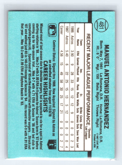 1988 Donruss #481b Manny Hernandez