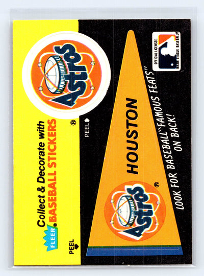 1986 Fleer #NNO Houston Astros Pennant Team Stickers Walter Johnson (4) back