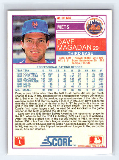 1988 Score #41 Dave Magadan