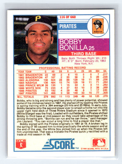 1988 Score #116 Bobby Bonilla