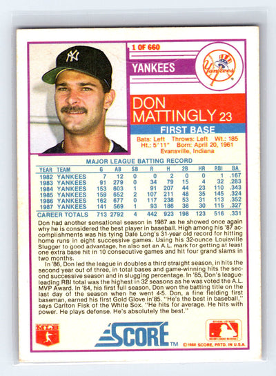 1988 Score #1 Don Mattingly