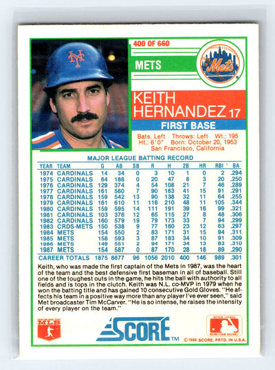 1988 Score #400 Keith Hernandez