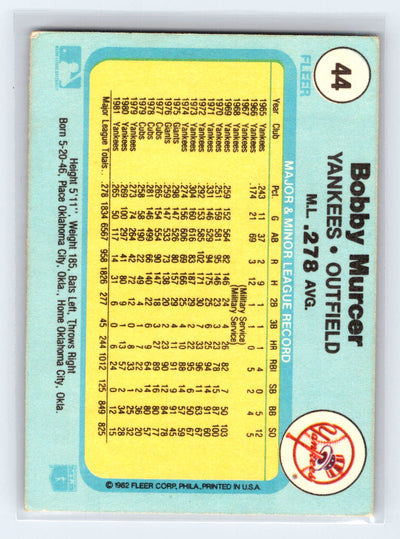 1982 Fleer #44 Bobby Murcer