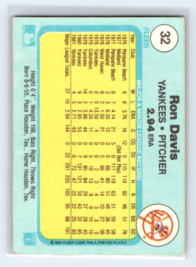 1982 Fleer #32 Ron Davis