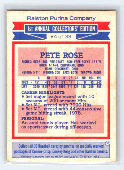 1984 Topps Cereal Series #4 Pete Rose