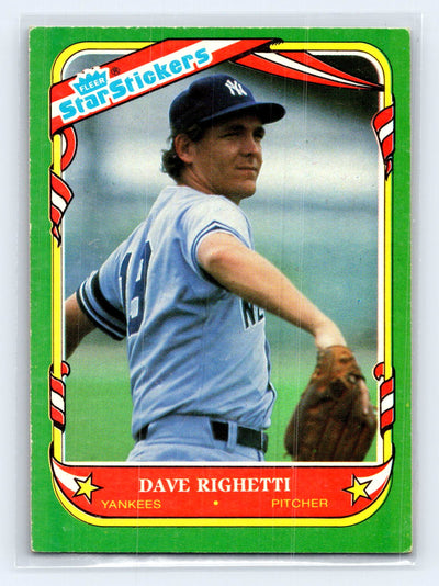 1987 Fleer Star Stickers #100 Dave Righetti