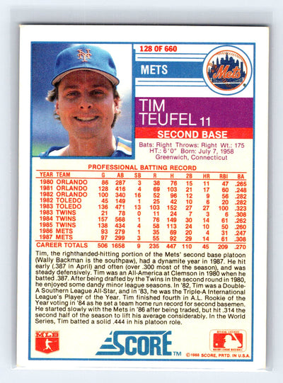 1988 Score #128 Tim Teufel