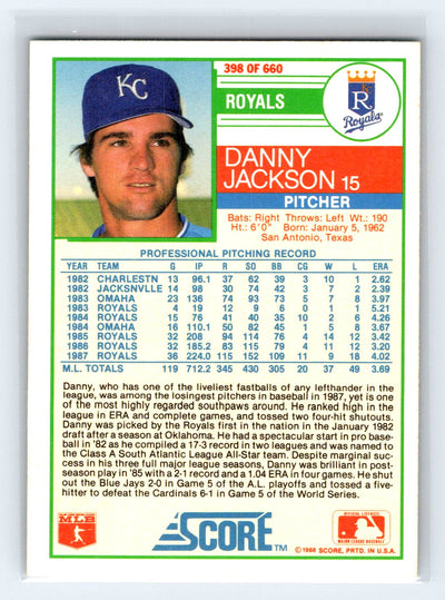 1988 Score #398 Danny Jackson