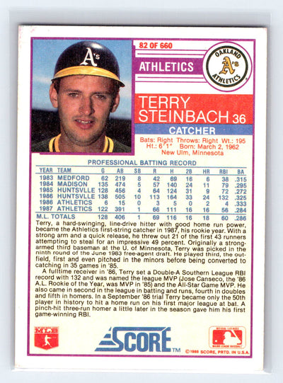 1988 Score #82 Terry Steinbach