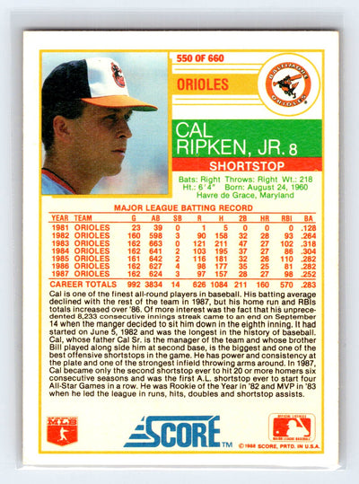 1988 Score #550 Cal Ripken, Jr.