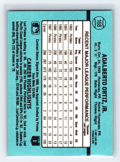 1988 Donruss #168b Junior Ortiz