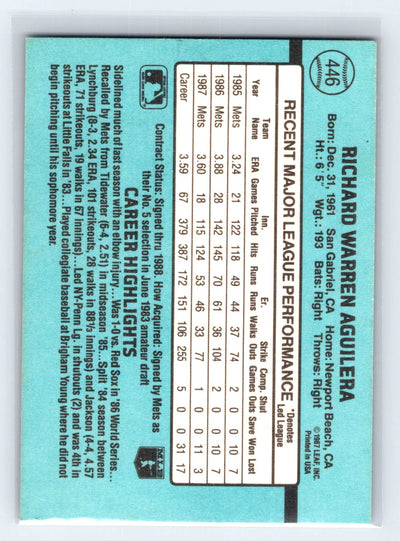 1988 Donruss #446a Rick Aguilera