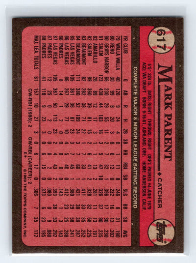 1989 Topps #617 Mark Parent