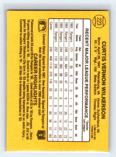 1987 Donruss #223 Curtis Wilkerson