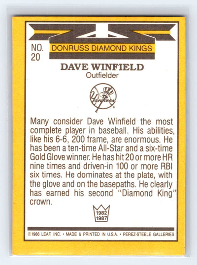 1987 Donruss #20 Dave Winfield