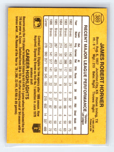 1987 Donruss #389 Bob Horner