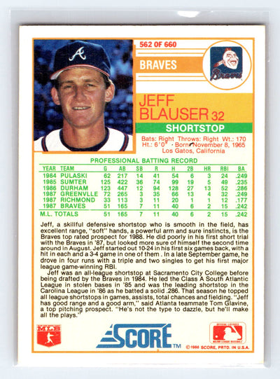 1988 Score #562 Jeff Blauser