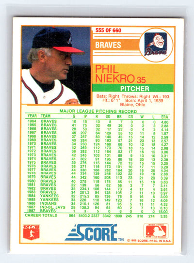 1988 Score #555 Phil Niekro