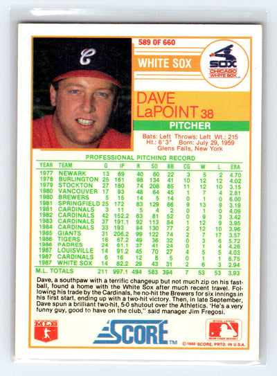 1988 Score #589 Dave LaPoint