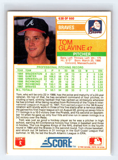 1988 Score #638 Tom Glavine