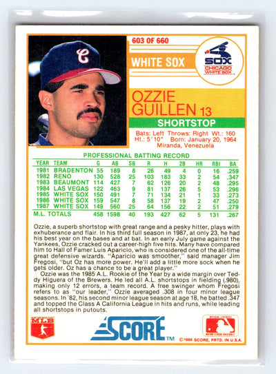 1988 Score #603 Ozzie Guillen