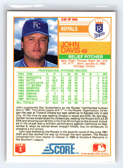 1988 Score #636 John Davis