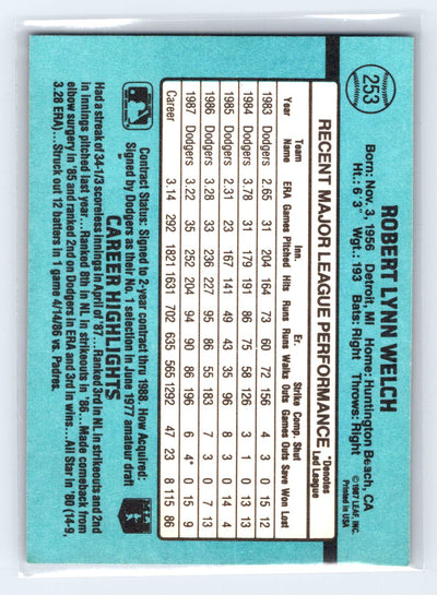 1988 Donruss #253 Bob Welch