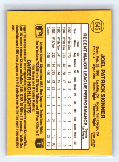 1987 Donruss #545 Joel Skinner