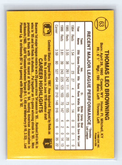 1987 Donruss #63 Tom Browning