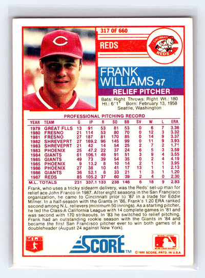 1988 Score #317 Frank Williams