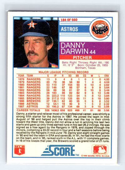 1988 Score #184 Danny Darwin