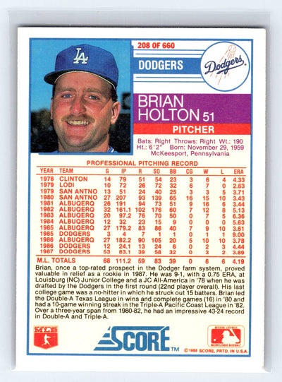 1988 Score #208 Brian Holton