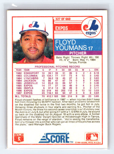 1988 Score #327 Floyd Youmans