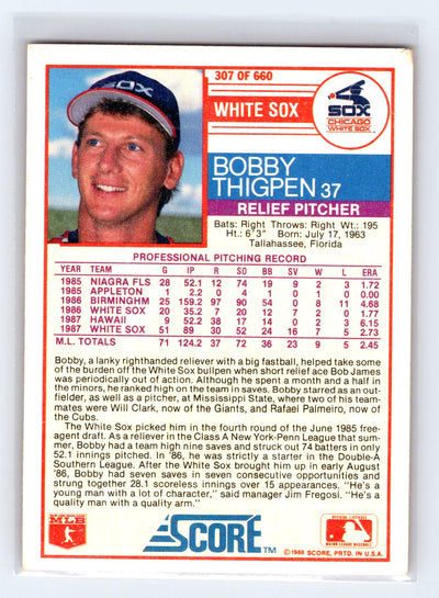 1988 Score #307 Bobby Thigpen