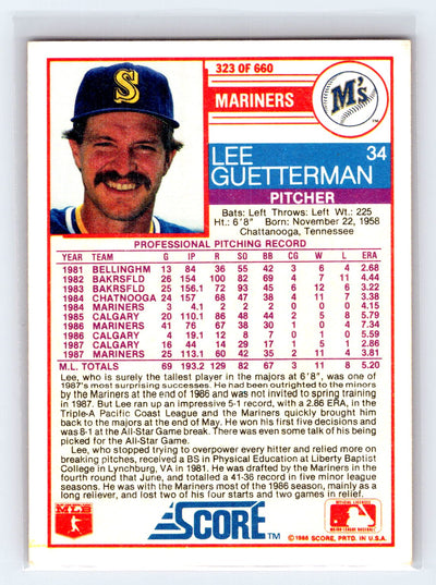 1988 Score #323 Lee Guetterman