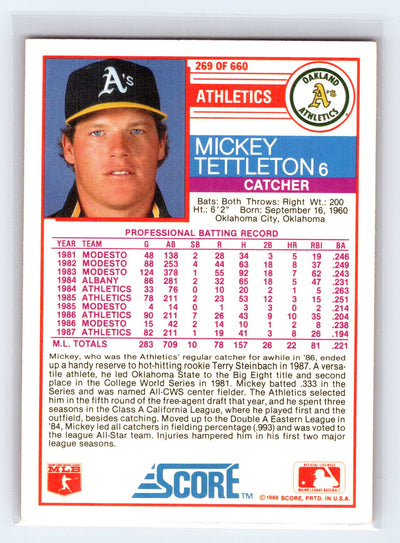 1988 Score #269 Mickey Tettleton