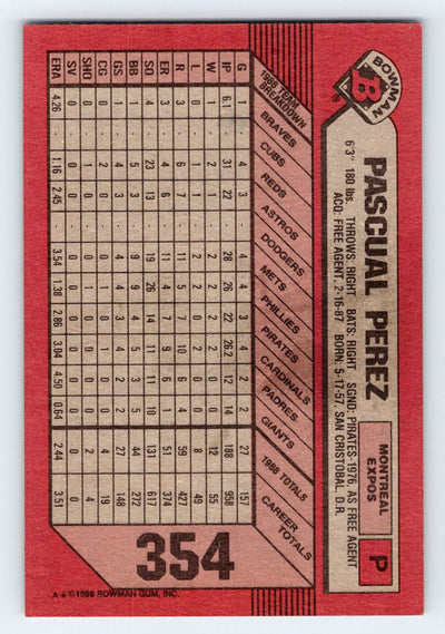 1989 Bowman #354 Pascual Perez