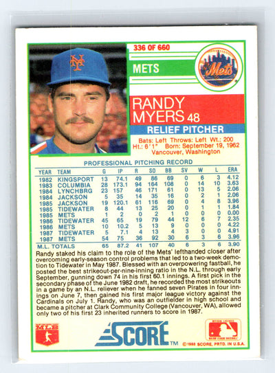 1988 Score #336 Randy Myers